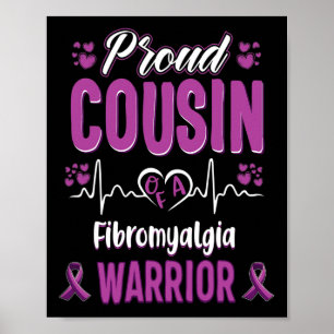 Poster Ruban Fière Cousin Fibromyalgia Warria Awareness
