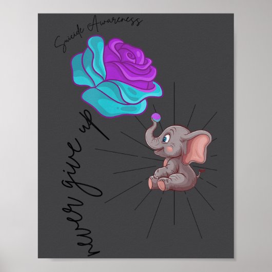 Poster Ruban graphique éléphant fleur de sensibilisation (Devant)