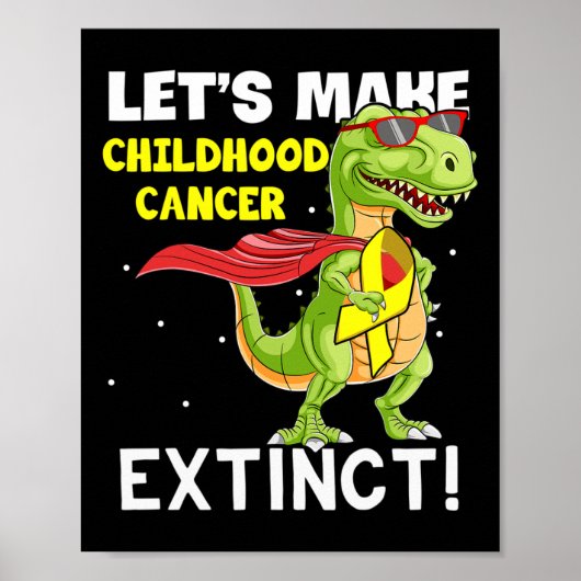 Poster Ruban jaune de dinosaure, sensibilisation au cance (Devant)