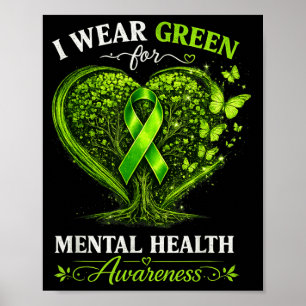 Poster Ruban Mental Health Porter Vert Santé Mentale