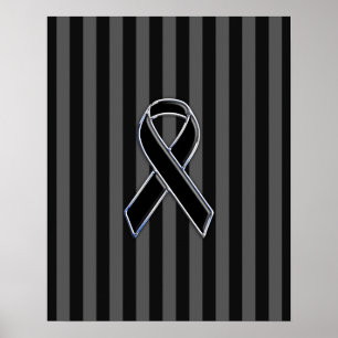 Poster Ruban noir Chrome élégant de sensibilisation