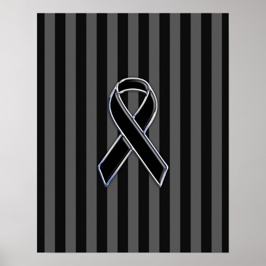 Poster Ruban noir Chrome élégant de sensibilisation (Devant)
