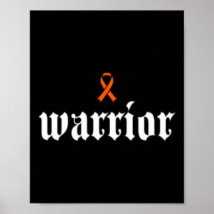 Poster Ruban orange guerrier de sensibilisation au cancer