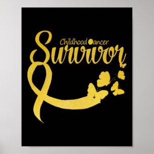 Poster Ruban papillon de survivant du cancer infantile Se