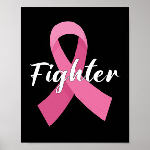 Poster Ruban Rose Cancer Sensibilisation Combattant du Ca