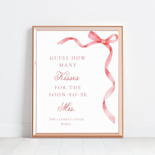 Poster Ruban rose Combien de baisers signe de Fête des ma