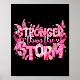 Poster Ruban rose contre le cancer du sein Plus fort que