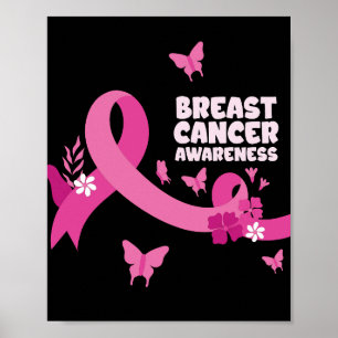 Poster Ruban rose Femmes Cancer Cancer Sensibilisation au