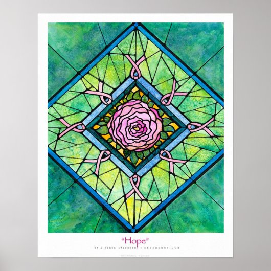 Poster Ruban rose "Hope" Ekleberry Fine Art (Devant)
