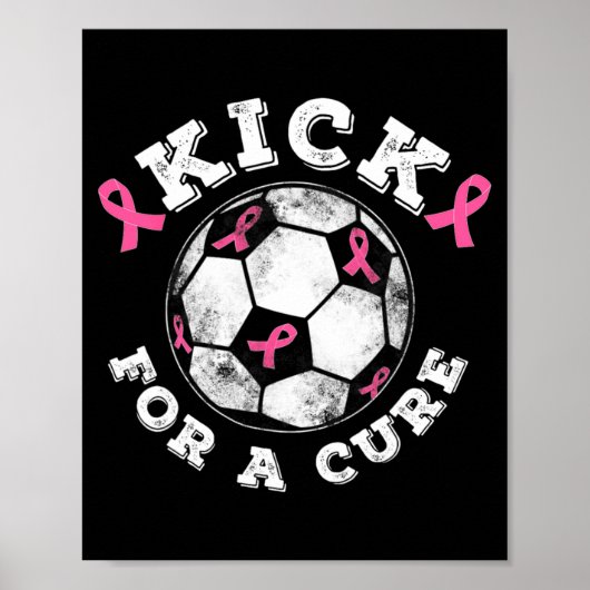 Poster Ruban Rose Kick For A Cure Sensibilisation au Canc (Devant)