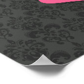 Poster Ruban rose sur damas moyen (Coin)