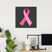 Poster Ruban rose sur damas moyen (Bureau à domicile)