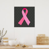 Poster Ruban rose sur damas moyen (Cuisine)