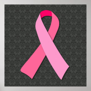 Poster Ruban rose sur damas moyen