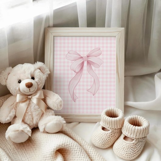 Poster Ruban rose sur gingham