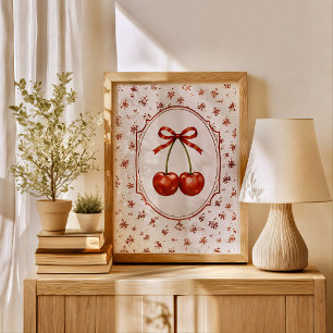 Poster Ruban Rouge Cerise Coquette Cottagecore Vintage