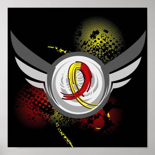 Poster Ruban Rouge Et Jaune Et Ailes Hépatite C (Devant)