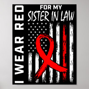Poster Ruban Rouge Pour La Maladie Cardiaque De Ma Belle-