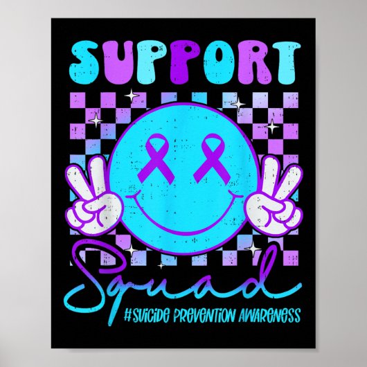 Poster Ruban sarcelle et violet de sensibilisation au sui (Devant)