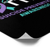 Poster Ruban sarcelle violet pour la prévention du suicid (Coin)