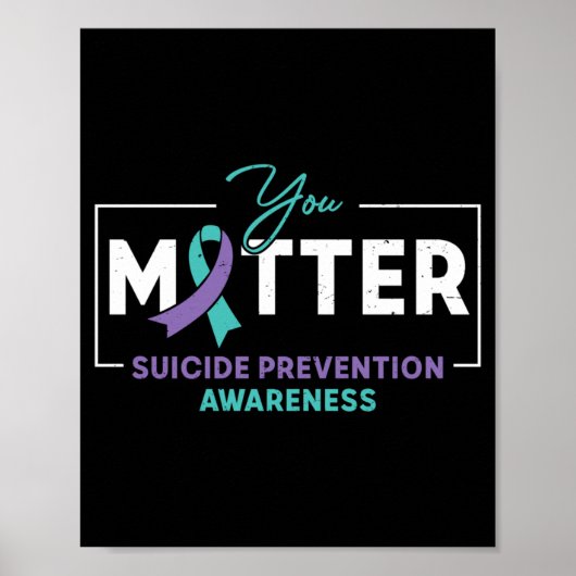 Poster Ruban sarcelle violet pour la prévention du suicid (Devant)