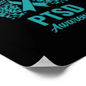 Poster Ruban turquoise Avec Papillons - Sensibilisation P (Coin)