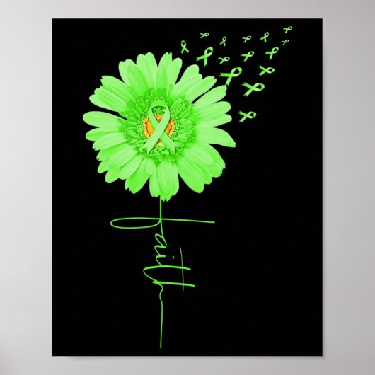 Poster Ruban vert Daisy Faith Mois de la sensibilisation (Devant)