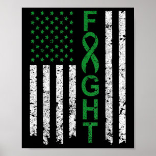 Poster Ruban Vert De La Santé Mentale Drapeau États-Unis