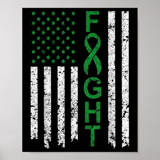 Poster Ruban Vert De La Santé Mentale Drapeau États-Unis (Devant)