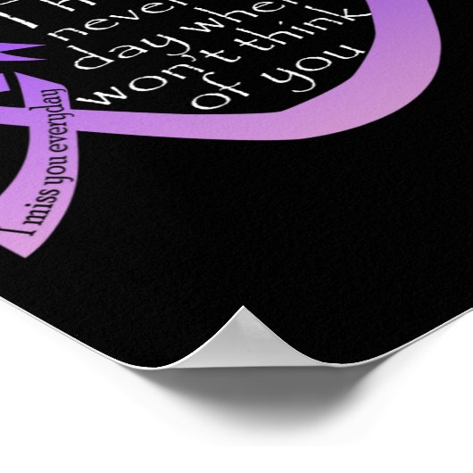 Poster Ruban violet de sensibilisation (Coin)