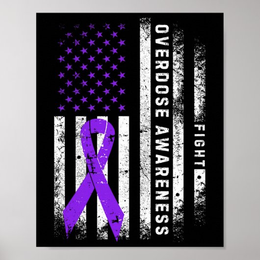 Poster Ruban Violet de Sensibilisation au Surdosage Drape (Devant)