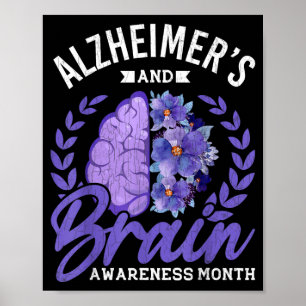Poster Ruban Violet Mois de la sensibilisation au cerveau
