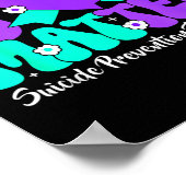 Poster Ruban violet sarcelle de sensibilisation à la prév (Coin)