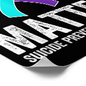 Poster Ruban violet sarcelle de sensibilisation à la prév (Coin)