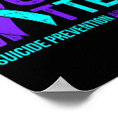 Poster Ruban violet sarcelle de sensibilisation à la prév (Coin)
