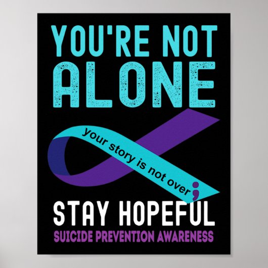 Poster Ruban Violet Sarcelle Soutien Prévention Suicide (Devant)