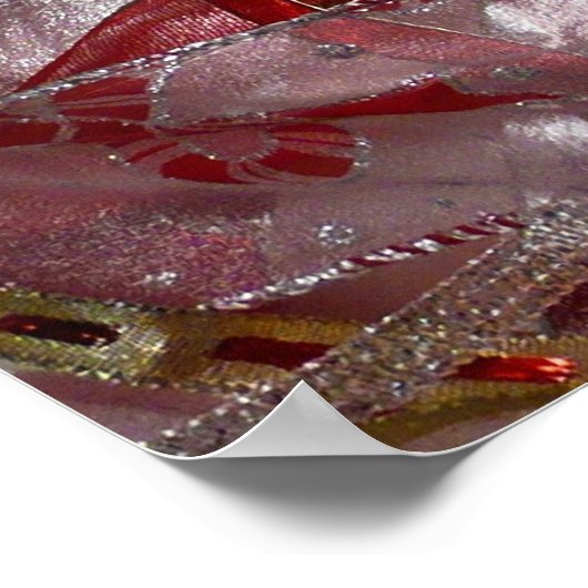 Poster Rubans de Noël Rouge Vert et Or Vacances (Coin)