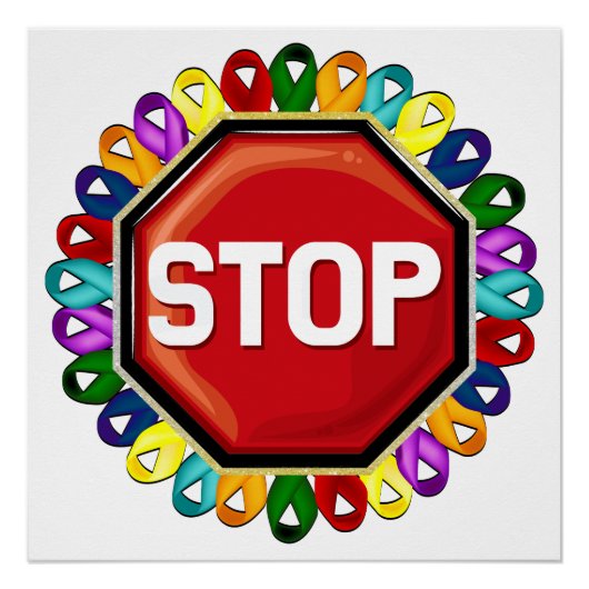 Poster Rubans de sensibilisation au cancer (Devant)