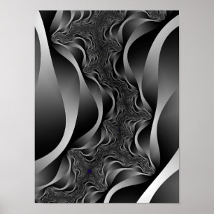 Poster Rubans fractals monochromes en profondeur infinie
