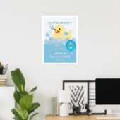 Poster Rubber Ducky Blue Boy 1er anniversaire Bienvenue (Bureau à domicile)