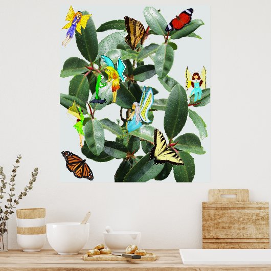 POSTER RUBBER TREE FAIRIES EN BUTTERFLIES (Keuken)
