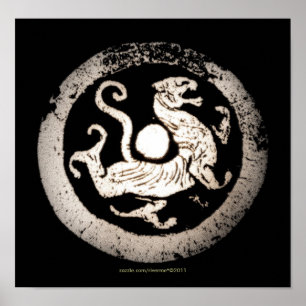 Poster Rubbing de dragon chinois antique