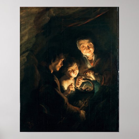 Poster Rubens - Vieille Femme Avec Panier De Charbon (Devant)