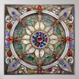 Poster Ruby, Amethyst, Sapphire et Pearl Mandala