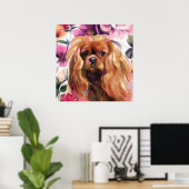 Poster 'Ruby' Cavalier chien art imprimé sur papier | gra (Bureau à domicile)