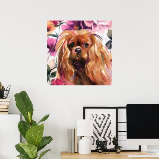 Poster 'Ruby' Cavalier chien art imprimé sur papier | gra (Bureau à domicile)