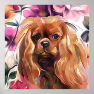 Poster 'Ruby' Cavalier chien art imprimé sur papier   gra