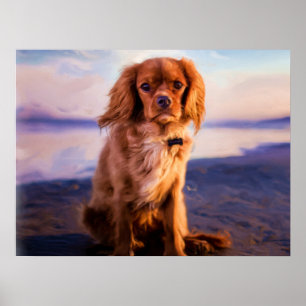 Poster Ruby Cavalier King Charles Spaniel Chien Chien Chi