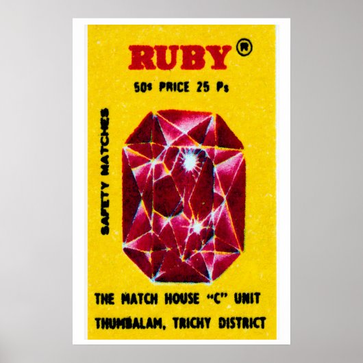 Poster Ruby Gem - Matchbox Print - Aesthetic Wall Art (Devant)