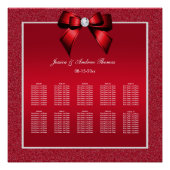 Poster Ruby Red & Stylish Gem Mariage Seating Chart (Devant)